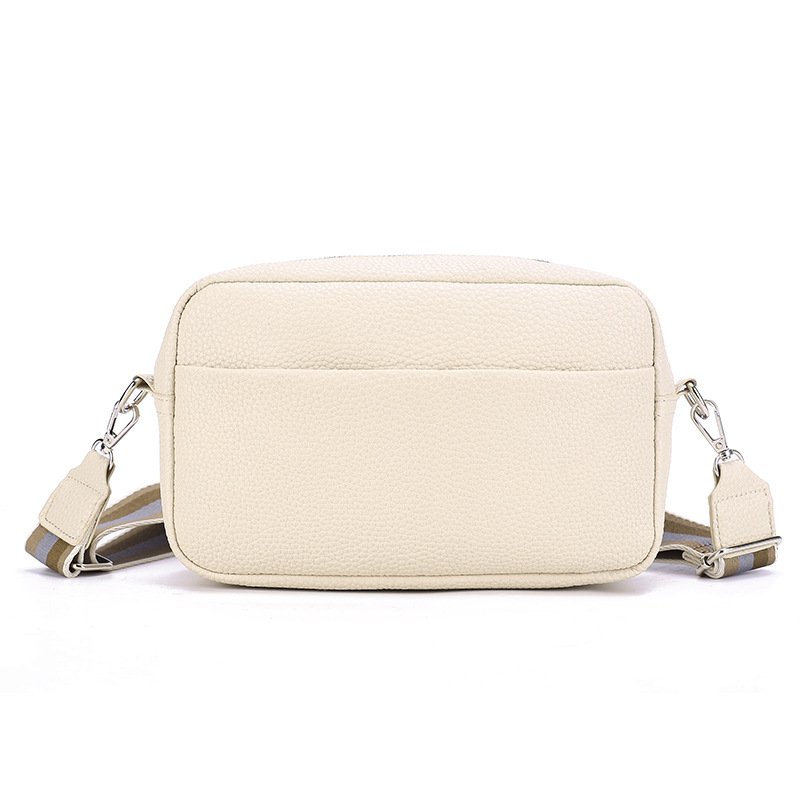 Lychee pattern women's crossbody bag niche design wide shoulder strap fashionable simple shoulder bag